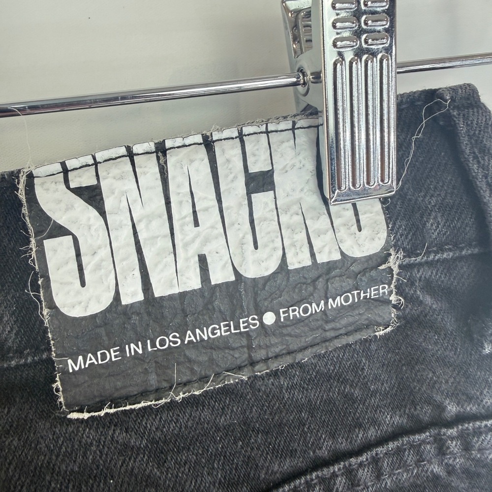 Mother Snacks Jeans Womens 28 Black HW Double Stack Hover Straight Leg - Picture 8 of 16
